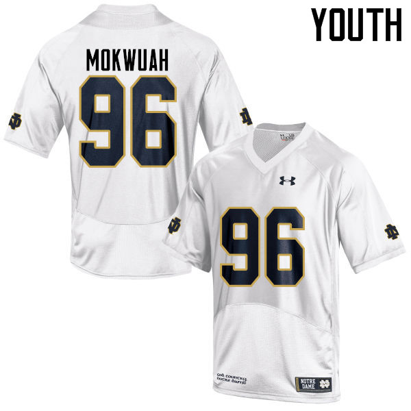 Youth #96 Pete Mokwuah Notre Dame Fighting Irish College Football Jerseys-White - Click Image to Close